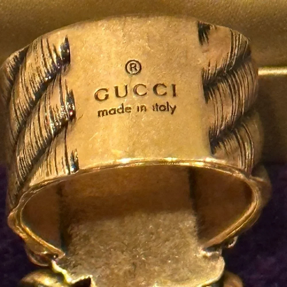 RARE Authentic Gucci Antique Lion Head GG Ring ✨ - Picture 7 of 8
